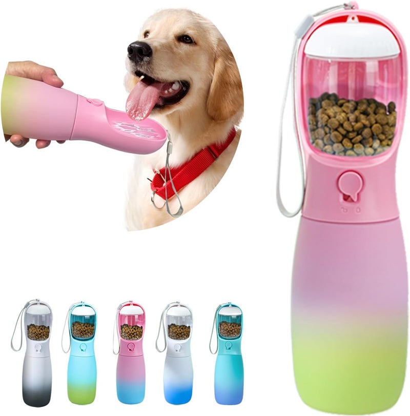 MITOCAPY Dog Water Bottle Portable, 19Oz Large Capacity Dog Water Dispenser, Food Grade Pet Accessories for Small Dogs Large Breed, Travel Pet Water Bowl for Outdoor, Dog Birthday Gifts (Pink&Green) - Image 1